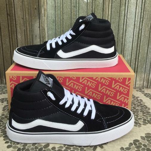 Sepatu Sneakers Vans Pria Wanita Motif Sk8 Vans Tinggi Old Skool Sepatu Sekolah,Kerja,Santai