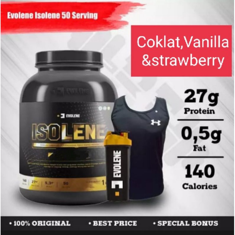 Isolene 50 serving bonus: shaker,Terdaftar BPOM dan HALAL