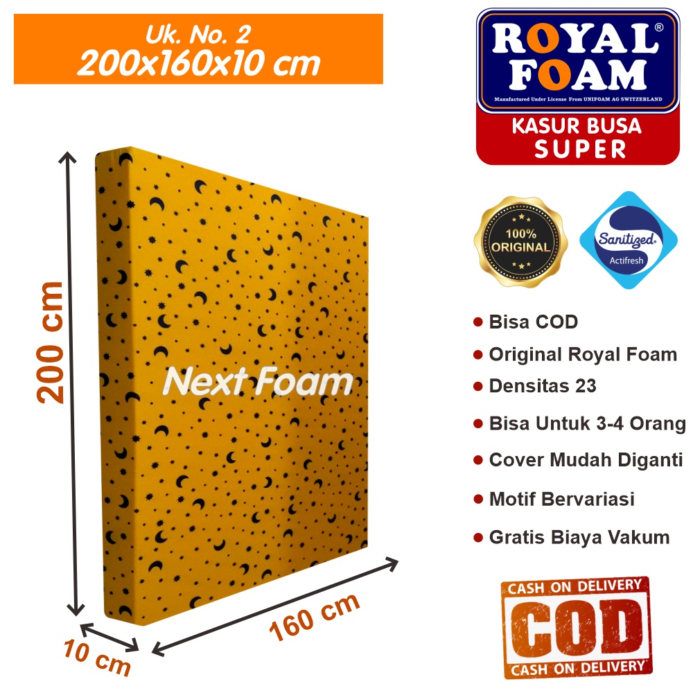 Kasur Busa Royal Foam Ukuran No 2 200x160x10 cm Tebal 10 cm D23 ORIGINAL