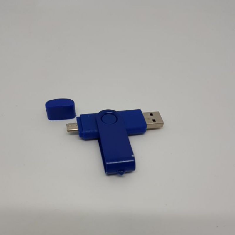 FLASHDISK OTG USB colokan pipih 16GB biru
