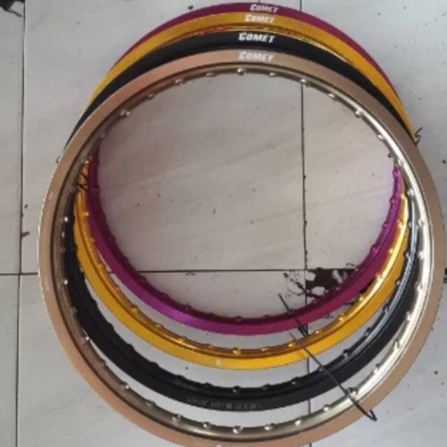 Velg comet sepasang ukuran 140 ring 17 warna gold silver hitam & biru
