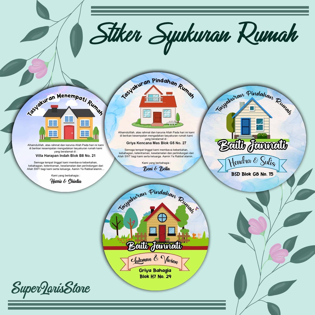 

SuperLarisStore Stiker Syukuran Rumah Label Tumpeng Mini Custom Label Bulat