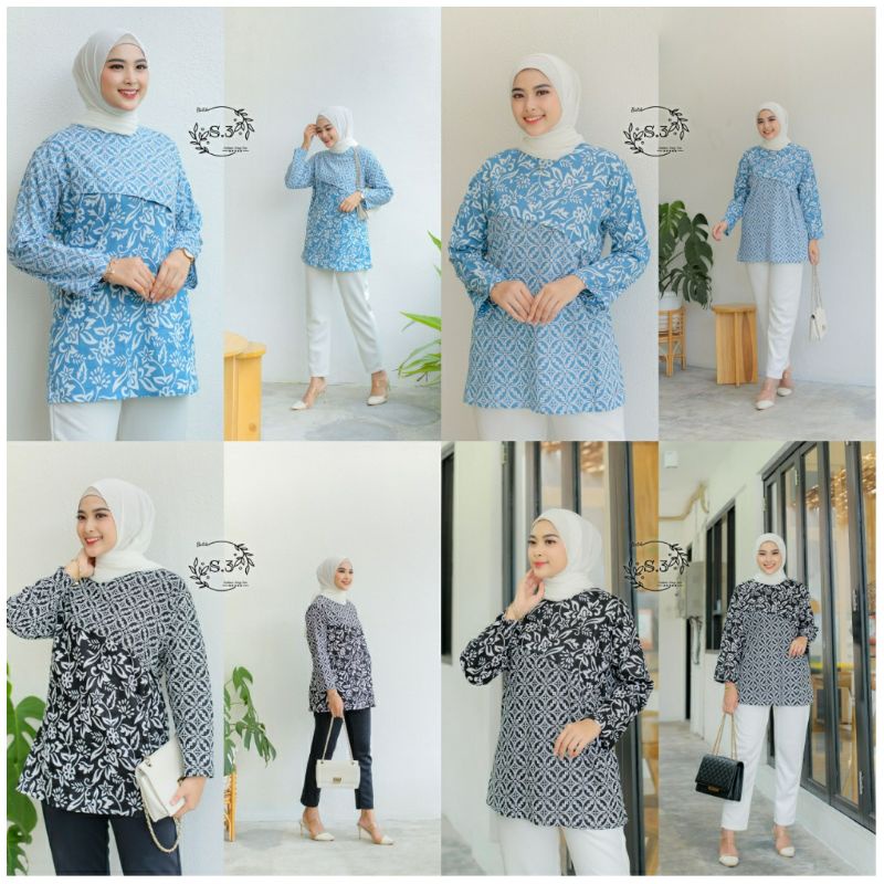 Baju Blus Batik Widodari Bestseller Ukuran M, L, XL baju blus batik, Blus Modern, batik modern, blus