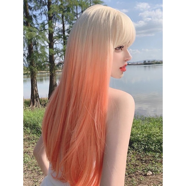 H133 full wig korean long blow straight 62 cm