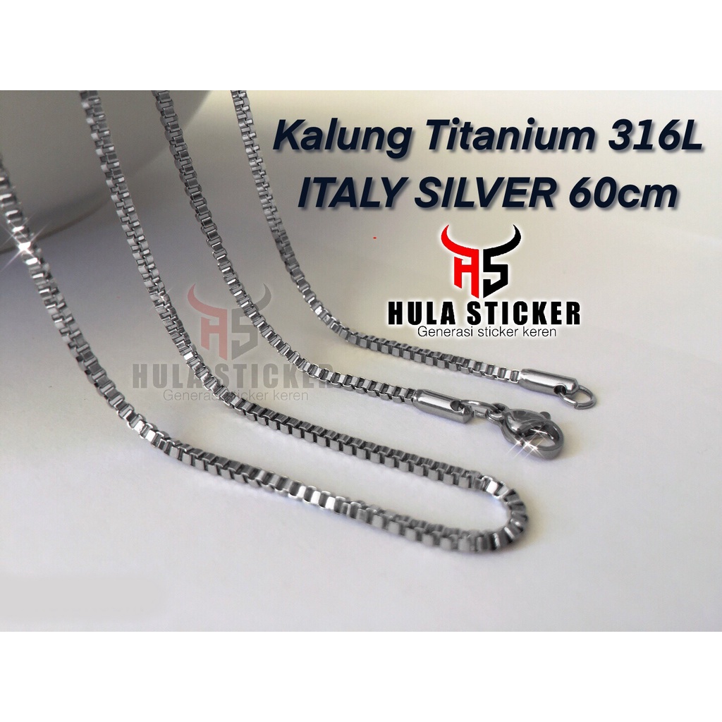 [40CM - 75CM] Kalung Titanium Pria Wanita Stainless Steel 316L ITALY KOTAK Kalung Anti Karat - Rantai Kalung Pendant