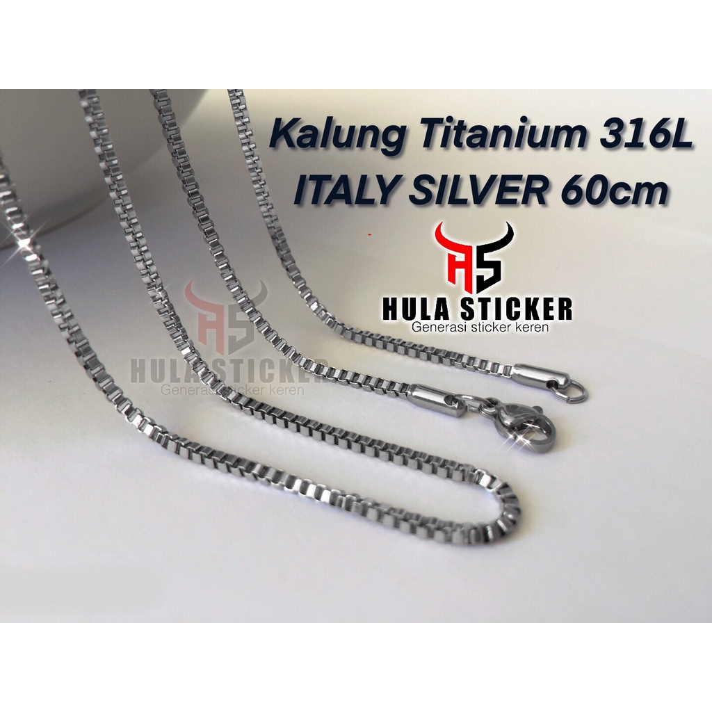 [40CM - 75CM] Kalung Titanium Import 316L ITALY KOTAK - Rantai Kalung Pendant