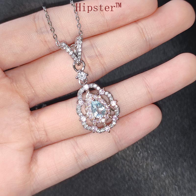 Natural Topaz Pendant Two-Tone Necklace for Women