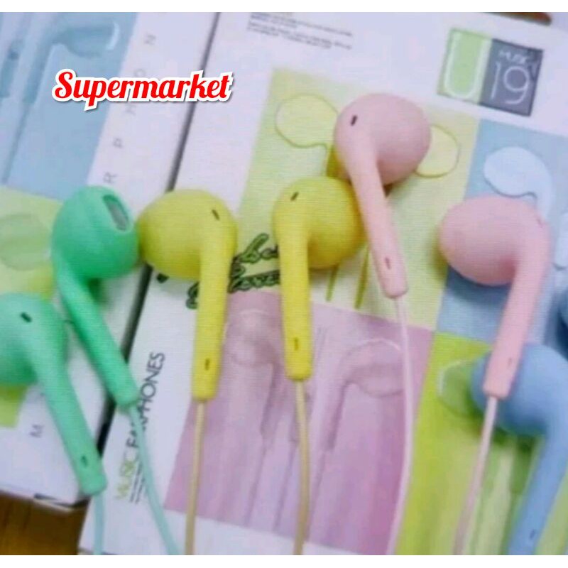 Headset Stereo U19 Macaron Handsfree Extra Bass Earphone U19