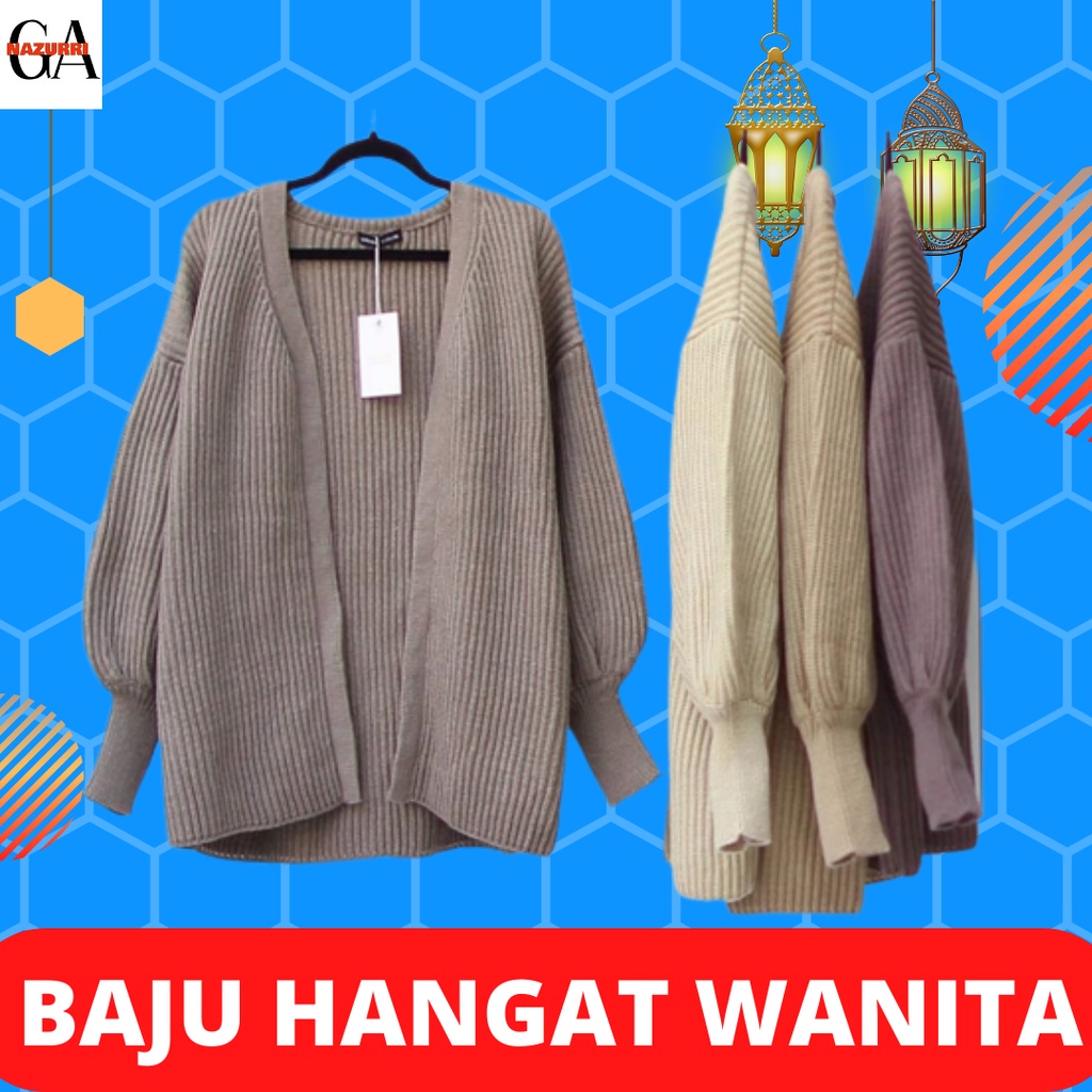 Baju Pakaian Atasan Suwiter Cardi Luaran Sweater Hangat Sweter Rajut Import Korea Wanita Dewasa Keki
