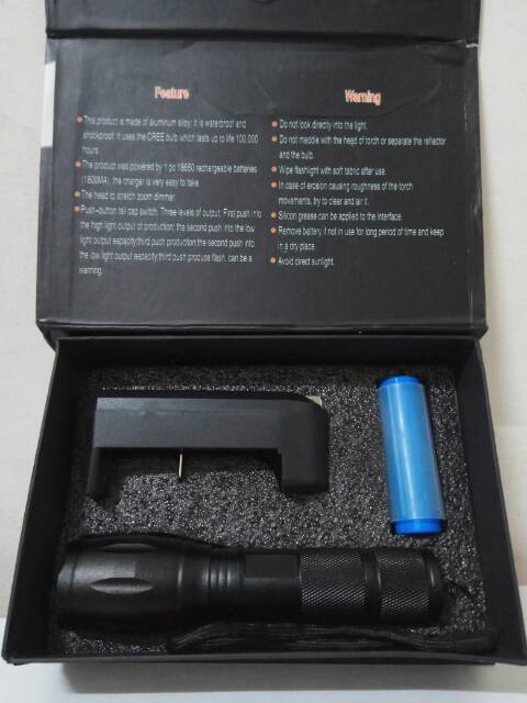 Senter Flash Light Paket Komplit Tactical Cree Waterproof Shockproof