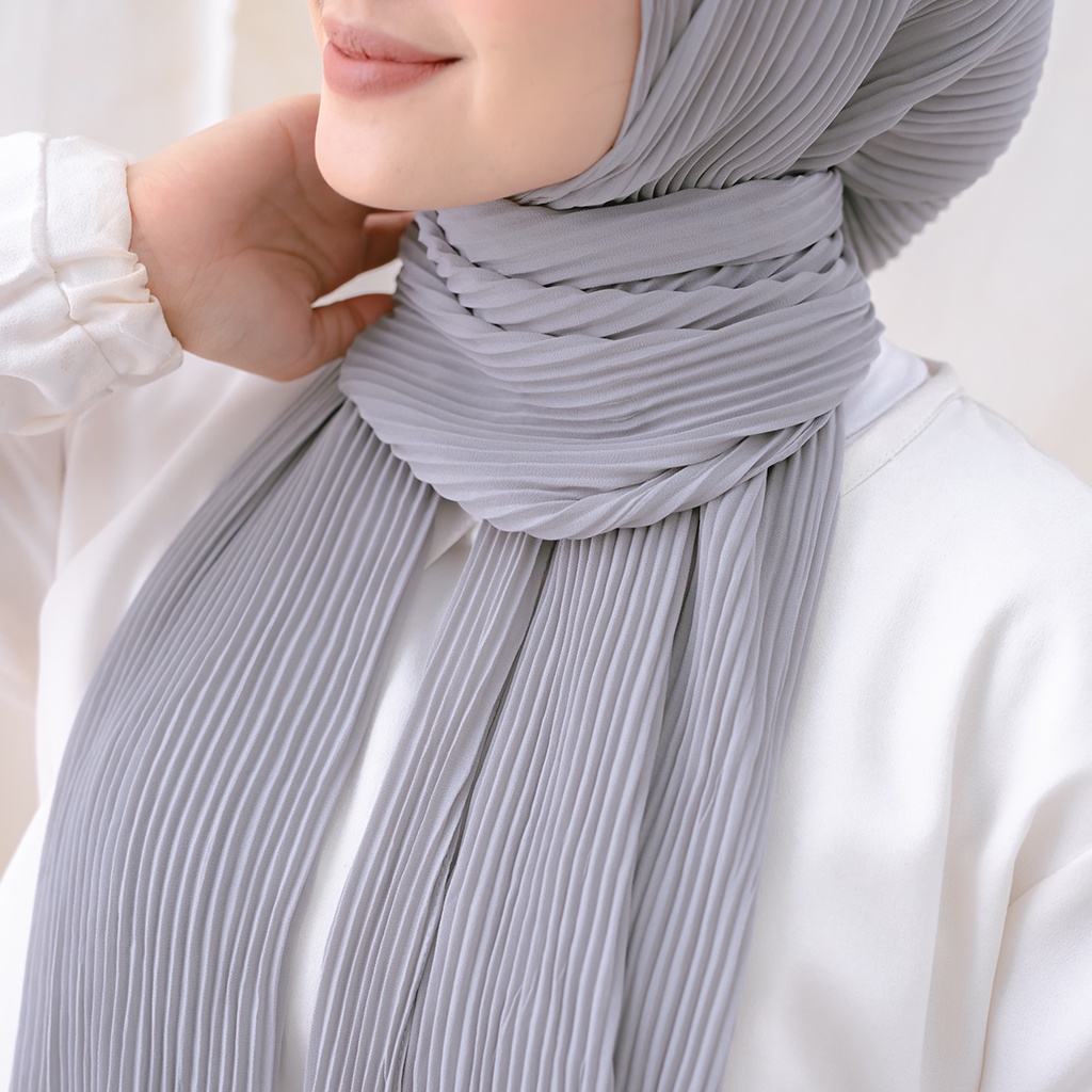 Maula Hijab - Kerudung Pashmina Plisket Lidi Full Tanpa Garis Tengah Jilbab Pasmina Ceruty Babydoll Premium-6