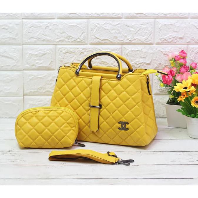 Tas Wanita Chanel Lidah Set 3 Ruang Free Pouch Chanel Branded Import