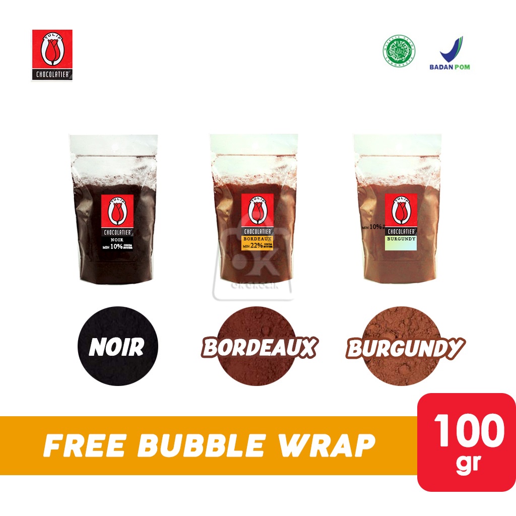 

Coklat Bubuk Tulip Bordeaux / Burgundy / Noir Cocoa Powder (100 gr)