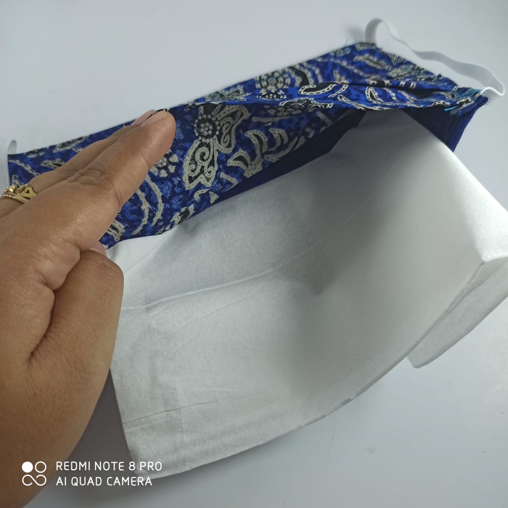 Masker Kain 2 Lapis/ Masker Katun Motif Batik Bisa Diisi Tambahan Filter Tisu/ Masker Kain Karet