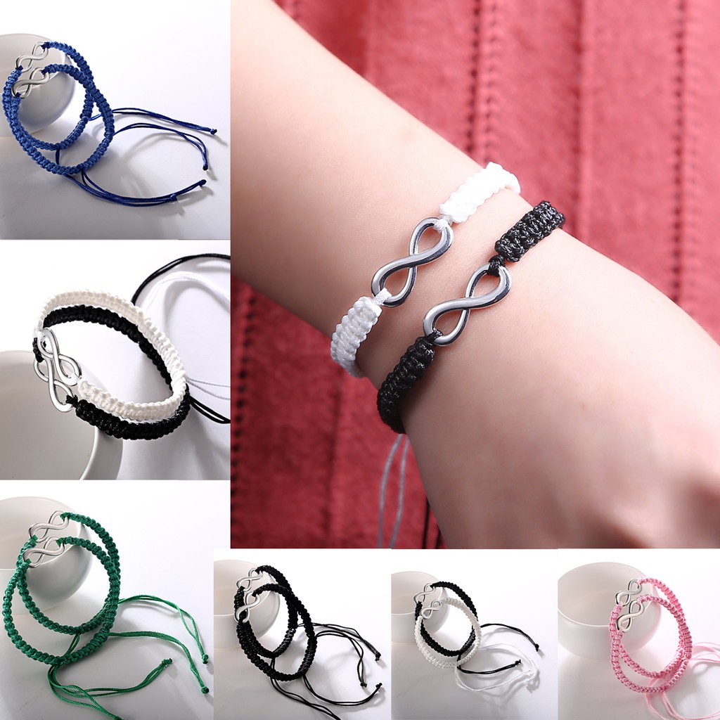 2pcs Gelang Tali Rajut Tangan Desain Angka 8