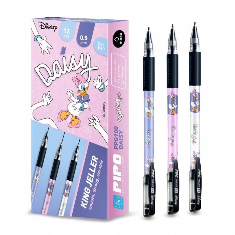 Pena Pipo Disney ppg100 Ballpoint 0,5mm gel tinta hitam / biru