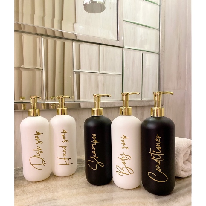 botol doff N24 HITAM PUTIH 500ml gold new pump gold luxury . aesthetic bottle minimalist refill organizer laundry bathroom tempat sabun cair isi ulang estetik