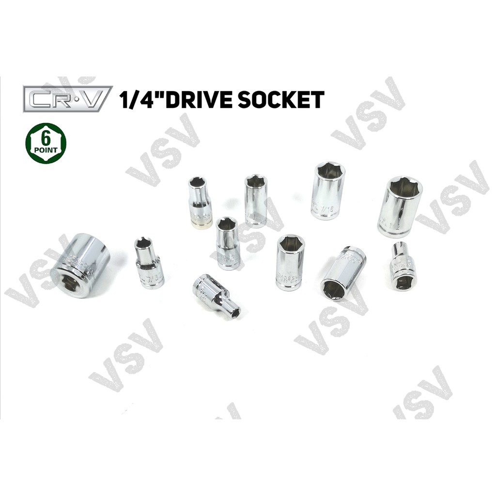 Gestar Socket 1/4&quot;Dr 6PT 11/32&quot;, 3/8&quot; Kunci Shock Anak Sok sock 1/4 inch