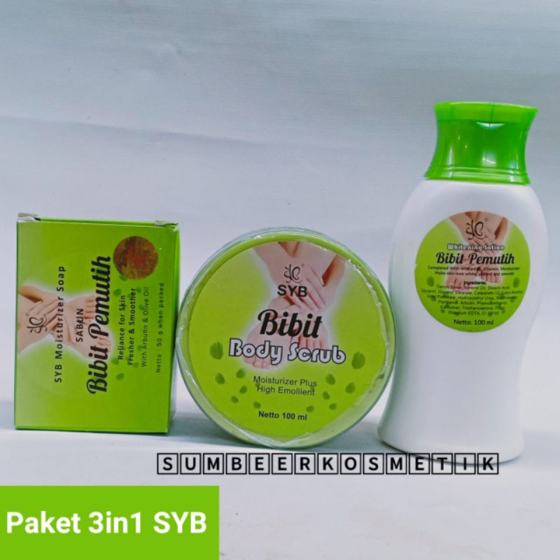 paket 3in1 syb Termurah / sabun syb / bibit pemutih / body scrup syb