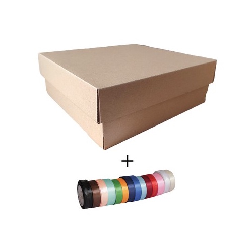 

HEEYYBOX | Corrugated Box Model Tutup Pisah + Ribbon / Kotak Kado Bahan Corrugated Model Tutup Pisah + Pita.