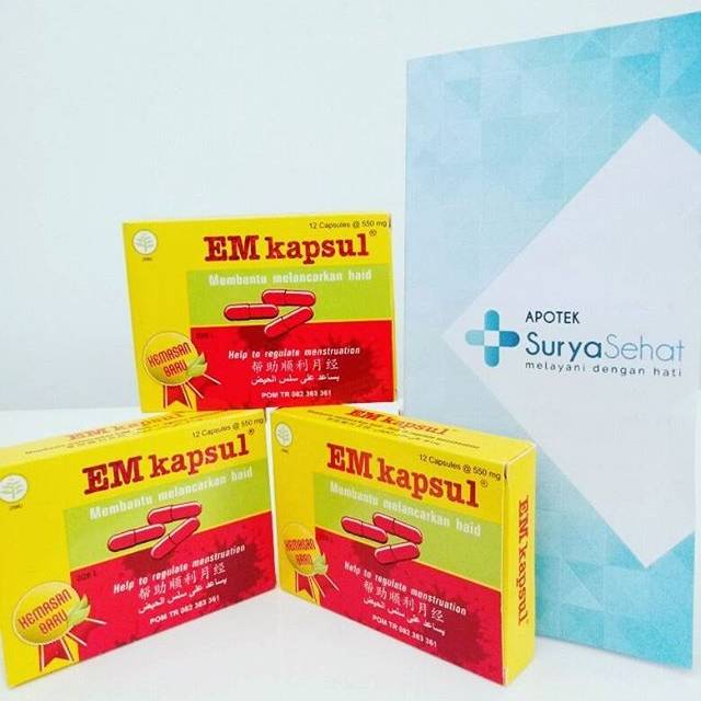 EM Kapsul obat Herbal Pereda Nyeri Haid/Datang Bulan isi 12 Kapsul