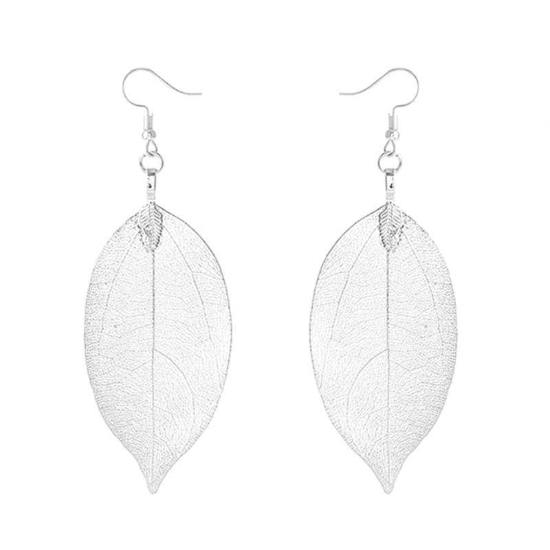 Anting Panjang Bentuk Daun Besar Gaya Bohemian Untuk Wanita