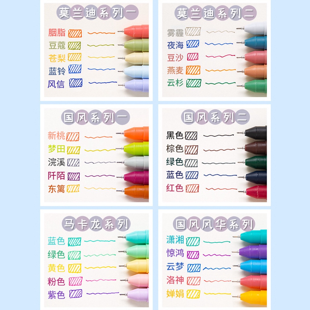 5 pcs/box 0.5MM Morandi Gel Pulpen Warna Macaron Campuran Perlengkapan Alat Tulis Mahasiswa Untuk Jurnal LADALA