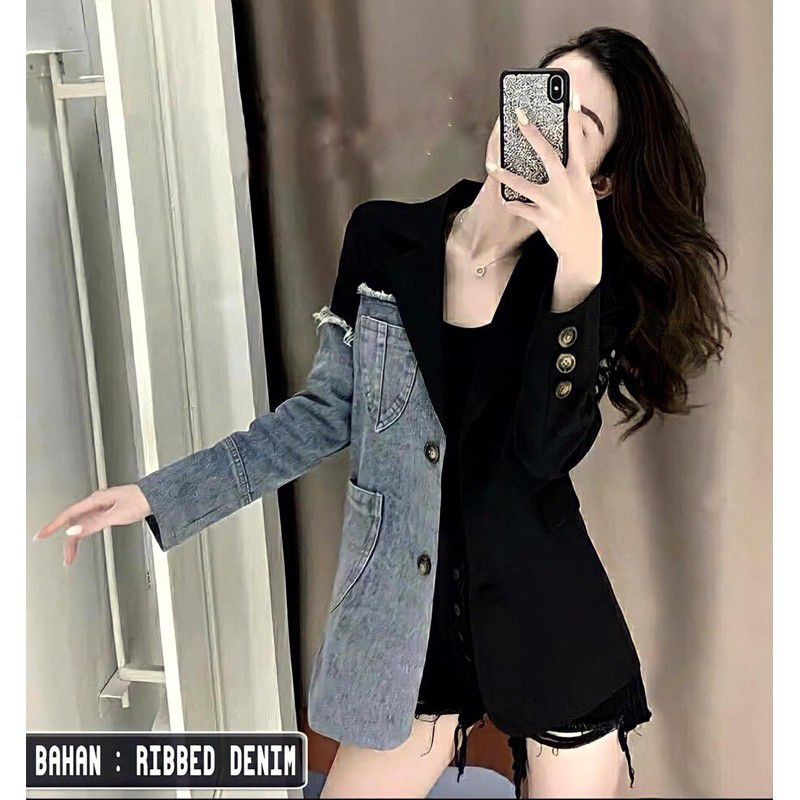 BLAZER HITAM KOMBINASI / MIX DENIM PREMIUM