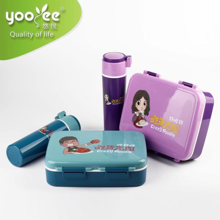 Tempat makan Lunch box set Kotak Makan BPA Free Yooyee 615 Dengan Tas