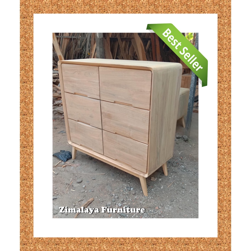 DRAWER MINIMALIS JATI BUFFET JATI MINIMALIS 6 LACI