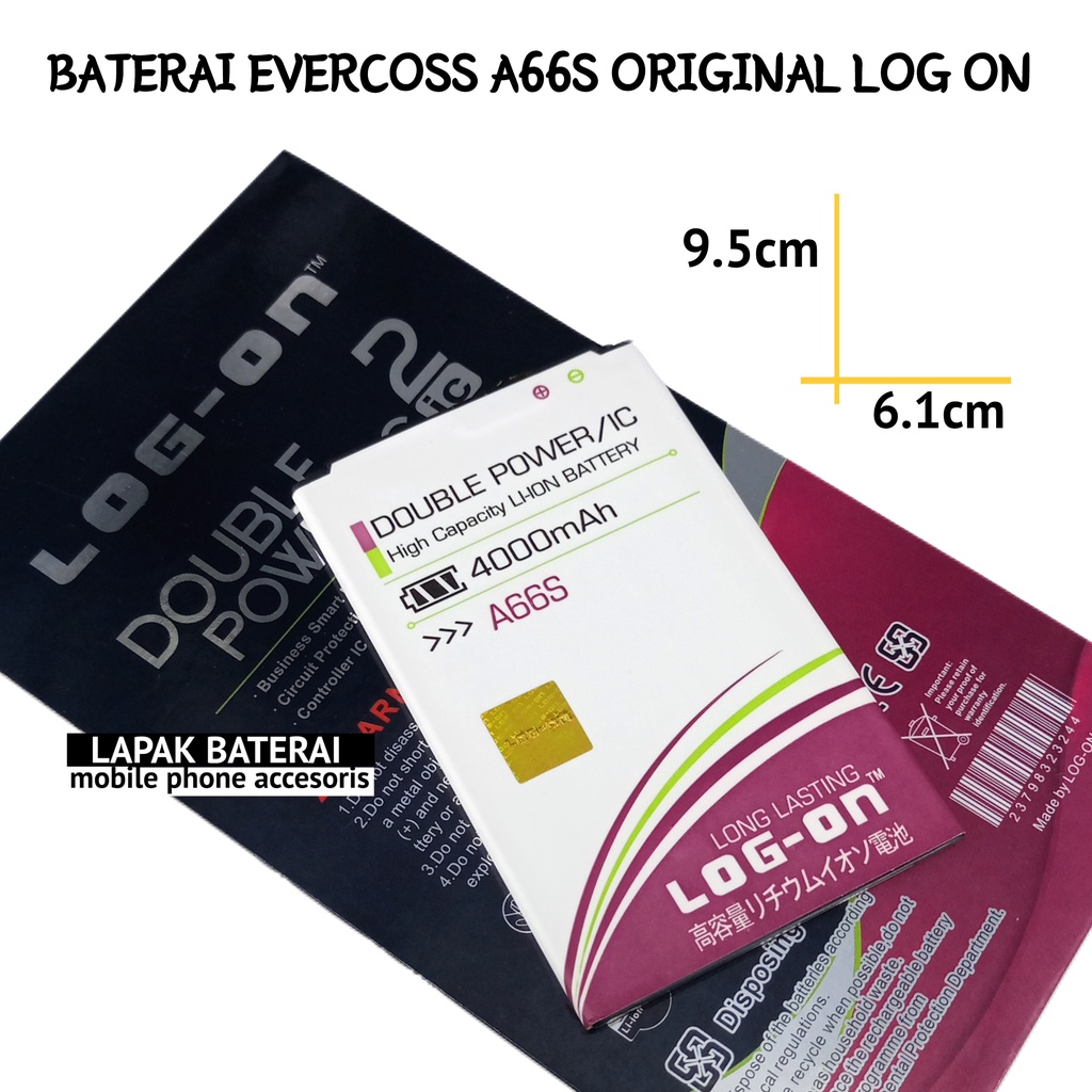 LOG - ON  Baterai everCOSS A66S Elevate Z - batre CROSS A66S battery ORIGINAL