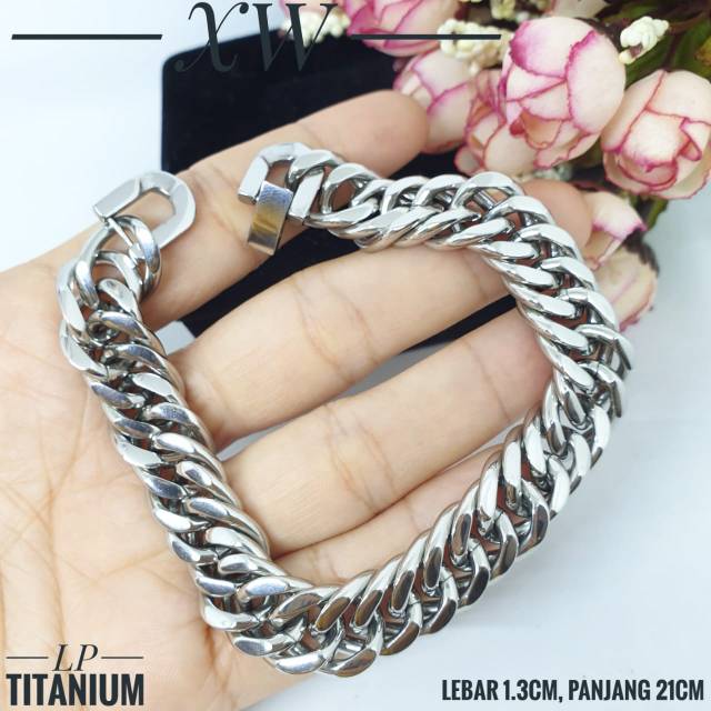 Gelang titaaiun rantai silver 21cm