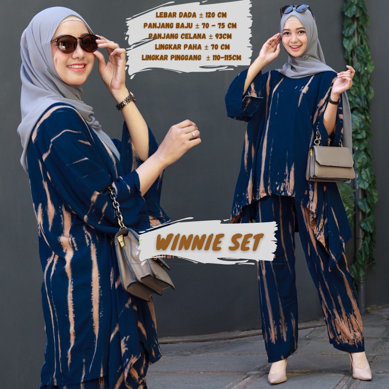 BAJU WANITA SETELAN TIE DIE DYE WAKA JUMBO SINTIA SET BUSUI ONE SET RAYON MOTIF KEKINIAN-WINNE NAVY