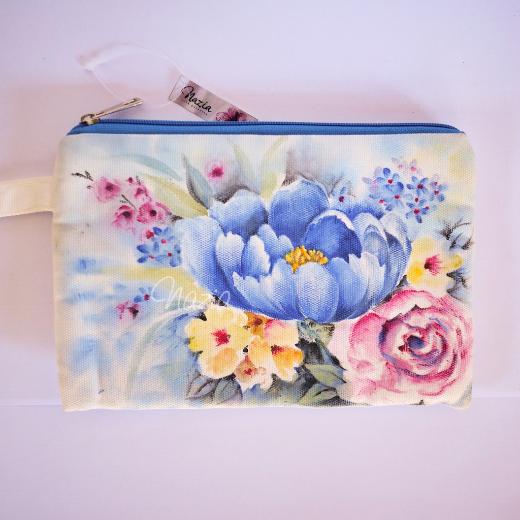 

Pouch Lukis Cheerful Peonies Nazia Fabric Painting