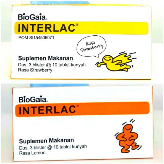 Biogaia Interlac Tablet Kunyah 30 tab Rasa Lemon Atau strawberry - Probiotik - Apotek Surya Sehat