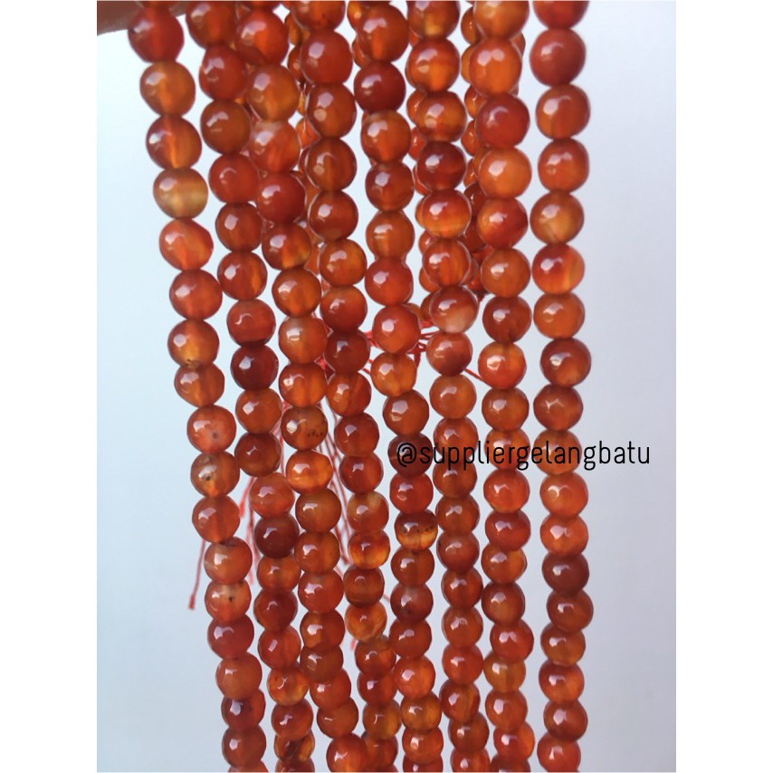 Batu Carnelian Orange 6mm CUTTING natural oren bahan premium alam akik manau manao gingga casual