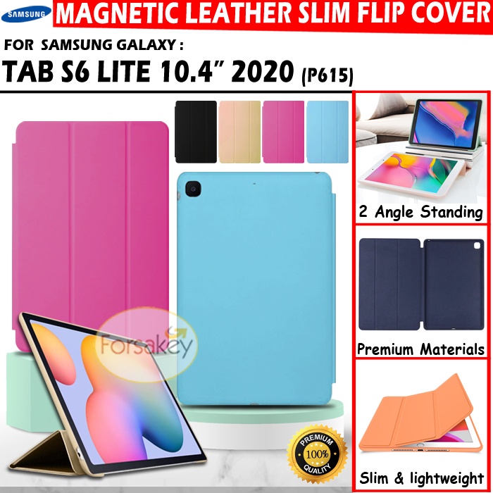 Samsung Galaxy Tab Tablet S6 Lite 10.4 Inch 2020 SM P615 Flip Book Cover Soft Case Casing Softcase Sarung Kesing Flipcase Flipcover Bookcover