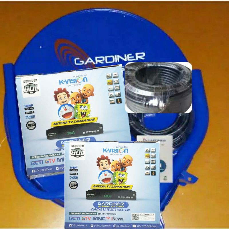 Antena Parabola 45cm Gardiner Lengkap Untuk 2Tv Receiver Gardiner Ottimo Goll Free Channel