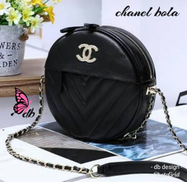 Tas Selempang Bulat channell BOLA selempang Rante / Tas Wanita Modis Bandung