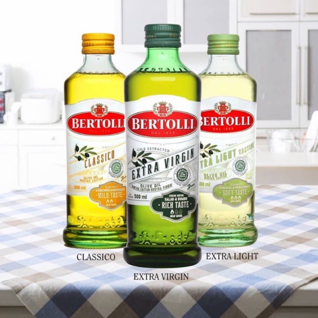 

Bertoli Olive oil / minyak Zaitun Classico, Light, Virgin 500ml
