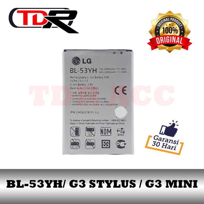 BATRE - BATRAI - BATERAI LG G3 STYLUS G3 MINI BL53YH ORIGINAL 100%