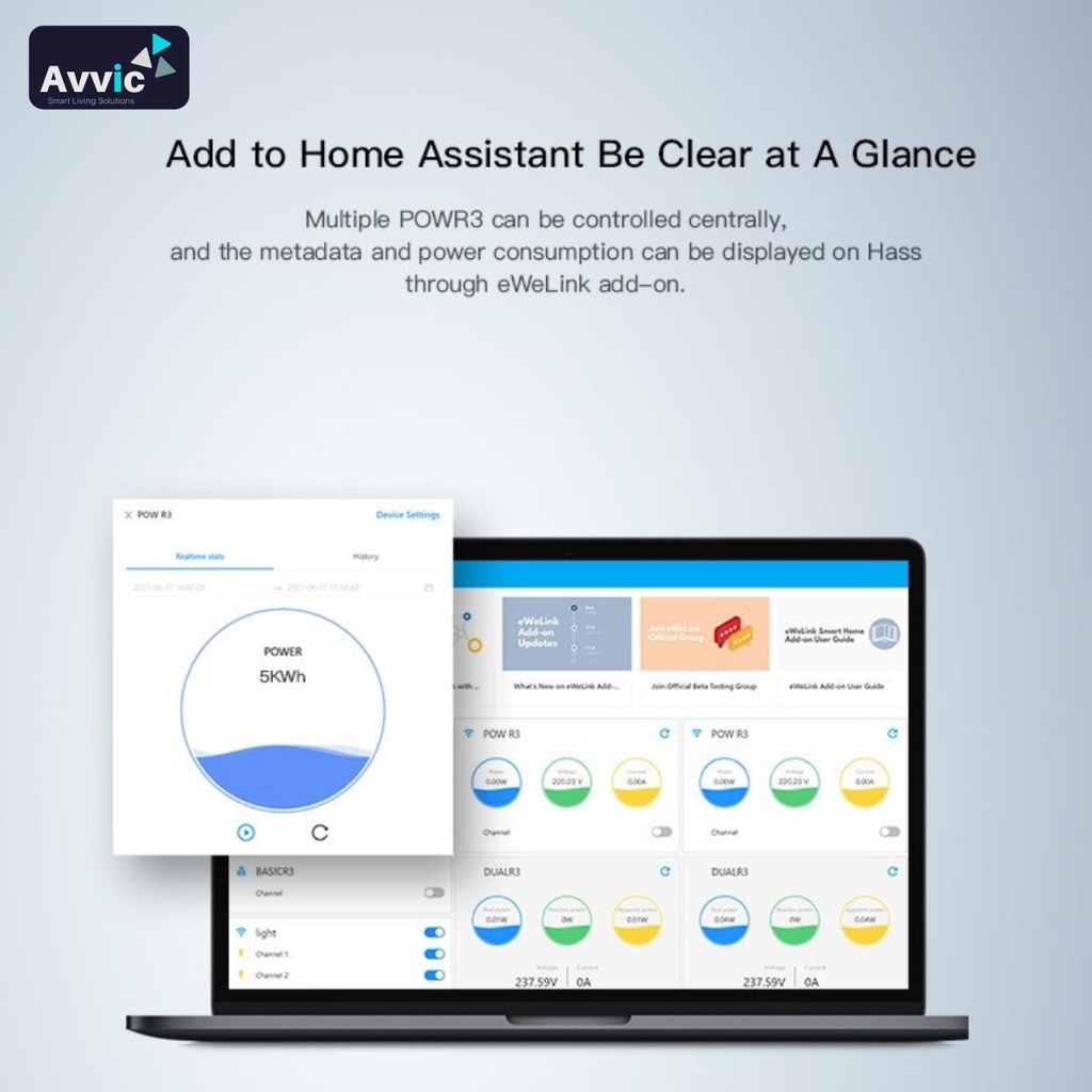 Sonoff POWR3 High Power Energy Monitoring Smart Switch Saklar Pintar 25A 5500W Max Load Energy Voltage Monitoring