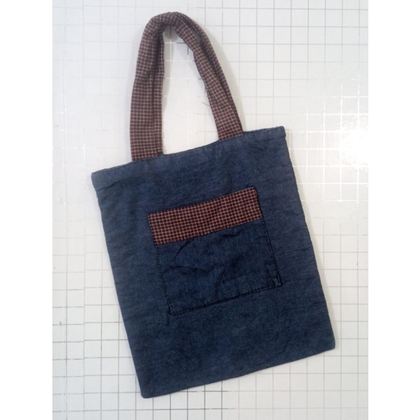 TOTE BAG TAS SOFT DENIM CASUAL JEANS OLSHOP JOGJA