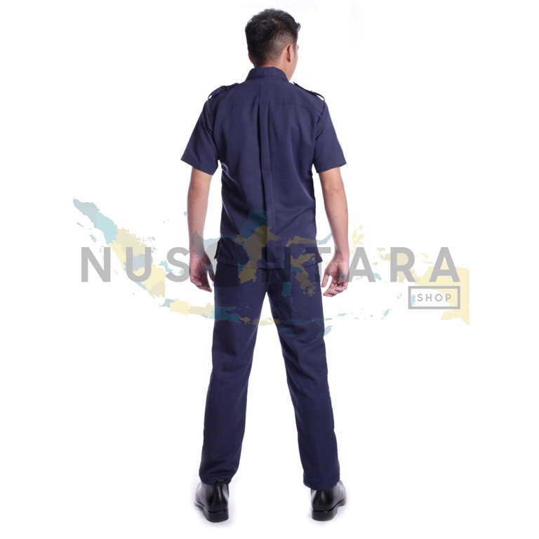 Seragam Safari Security Satpam Warna Biru Navy Terbaru Lengan Pendek Baju Safari Satpam Bodyguard Supir