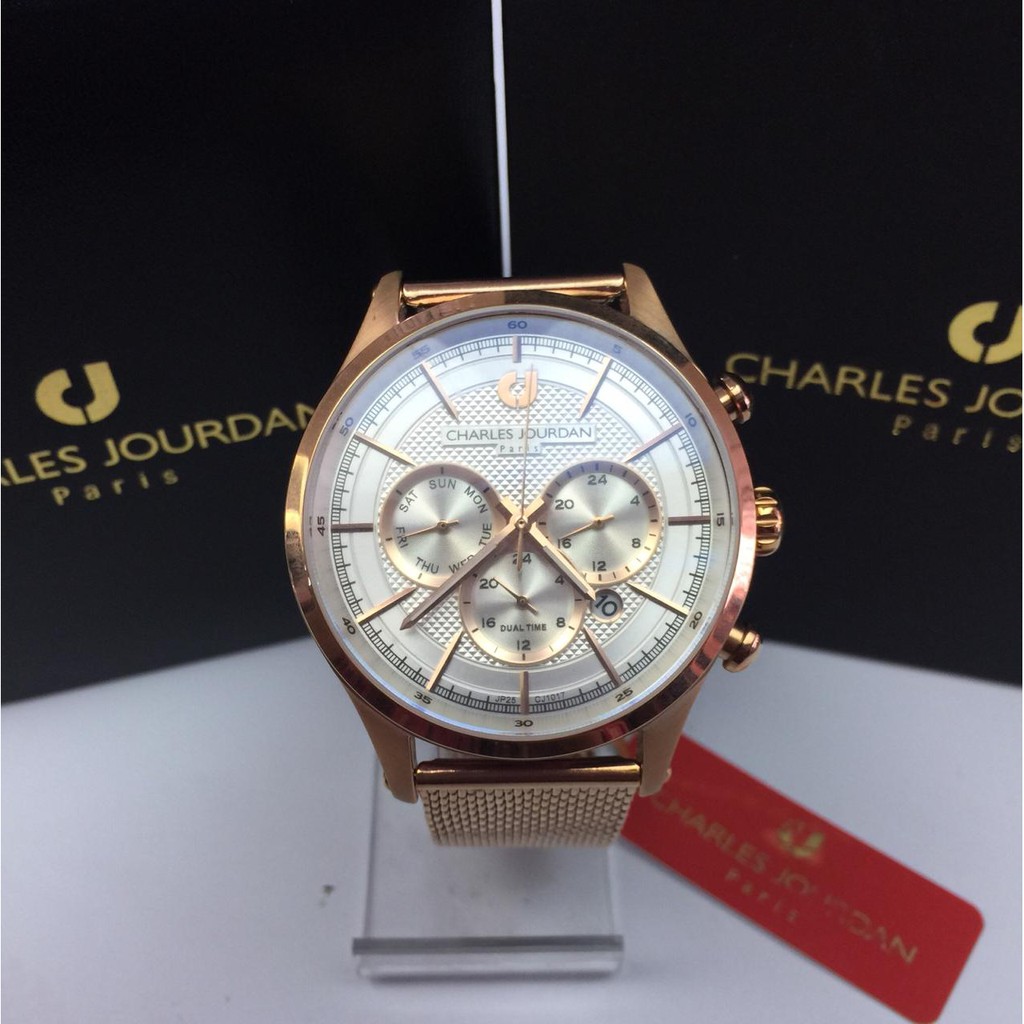 JAM TANGAN PRIA CHARLES JOURDAN CJ1017-1512 ROSEGOLD ORIGINAL