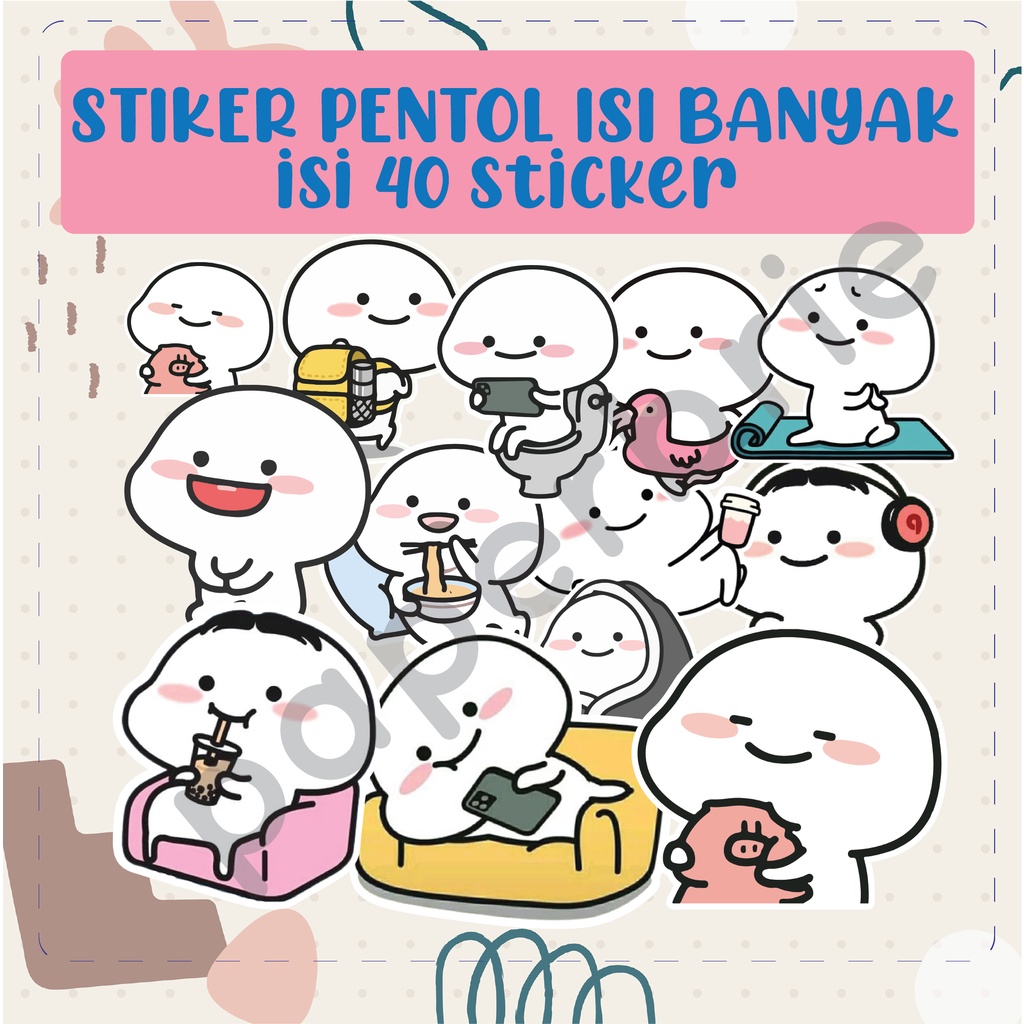 stiker lucu kartun pentol Stiker Tumblr PENTOL isi 40pcs stiker laptop pentol stiker helm stiker diary buku harian sticker make up