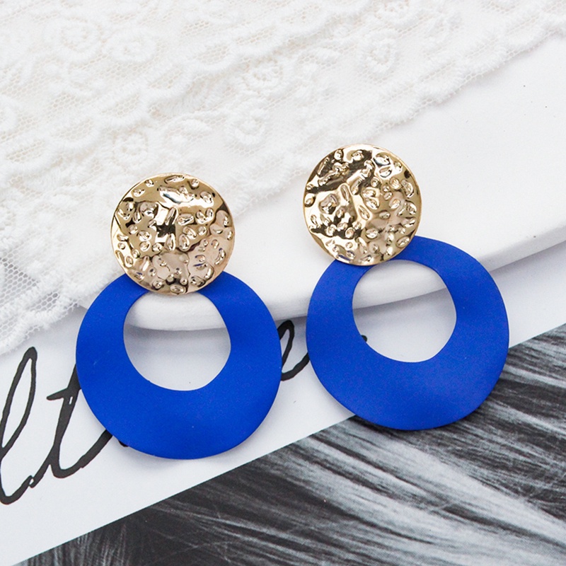 Anting Klip Bentuk Lingkaran Ganda Warna Emas Gaya Elegan Untuk Wanita