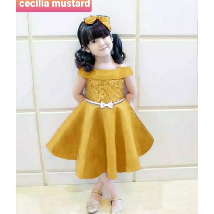 FWG - DRESS CECILIA BASIC / BAJU DRESS ANAK / PAKAIAN DRES ANAK BRUKAT / DRES ANAK PESTA