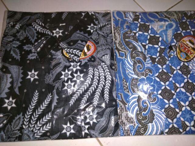 Penyu Batik Hrb026 Kenongo Kemeja Hem Pendek Padi Pekalongan M L Xl Murah Keren Bati Pria Wajik Biru