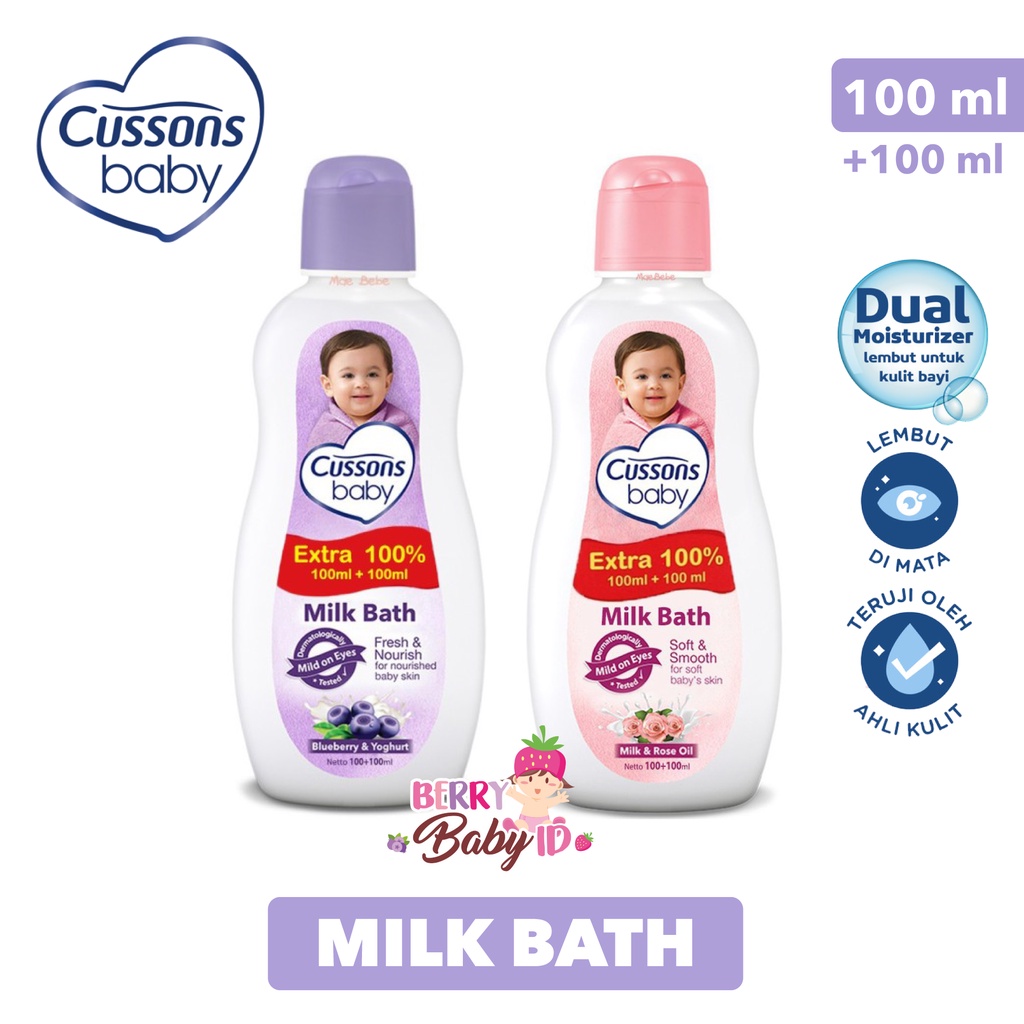 Cussons Baby Milk Bath Sabun Mandi Bayi Bottle Xfill 100 + 100ml Berry Mart